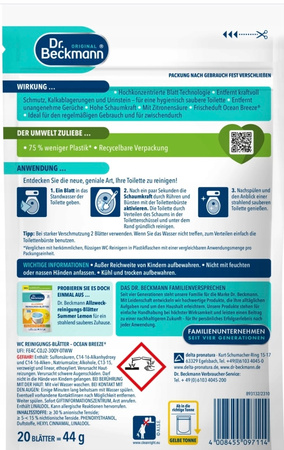 Dr. Beckmann chusteczki nawilżane czyszczenie WC 0,044l