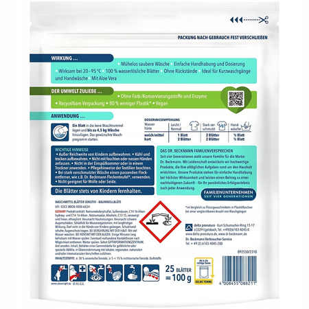 Dr Beckmann Waschmittel Magic Leaves Sensitiv 25szt Listki do Prania DE