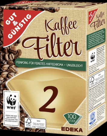 Filtry do kawy Gut & Günstig nr 2 100 sztuk
