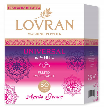 LOVRAN UNIVERSAL & WHITE Uniwersalny Proszek do Prania Białego 2,5kg 50prań